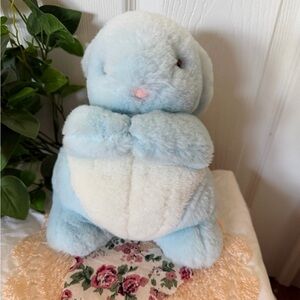 Vintage Blue and White Plush Bunny Toy